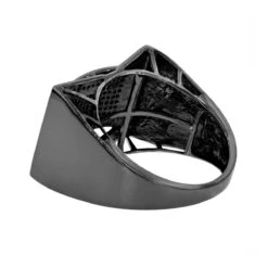 Men's Black Diamond Ring 0.55ct 10K Black Plated Gold -H'Hen Sale Store mens black diamond ring 066ct 10k p 42277back