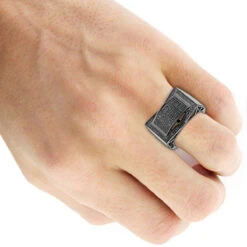 Men's Black Diamond Ring 0.55ct 10K Black Plated Gold -H'Hen Sale Store mens black diamond ring 066ct 10k p 42277bod