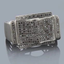 Men's Black Diamond Ring 0.68ct 10K Black Plated Gold
