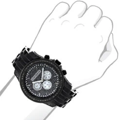 Luxurman Designer Men's Black Diamond Watch 2.5 Carats 9 Luxurman Designer Men's Black Diamond Watch 2.5 Carats -H'Hen Sale Store mens black diamond watch luxurman designer watches 25 carats bod