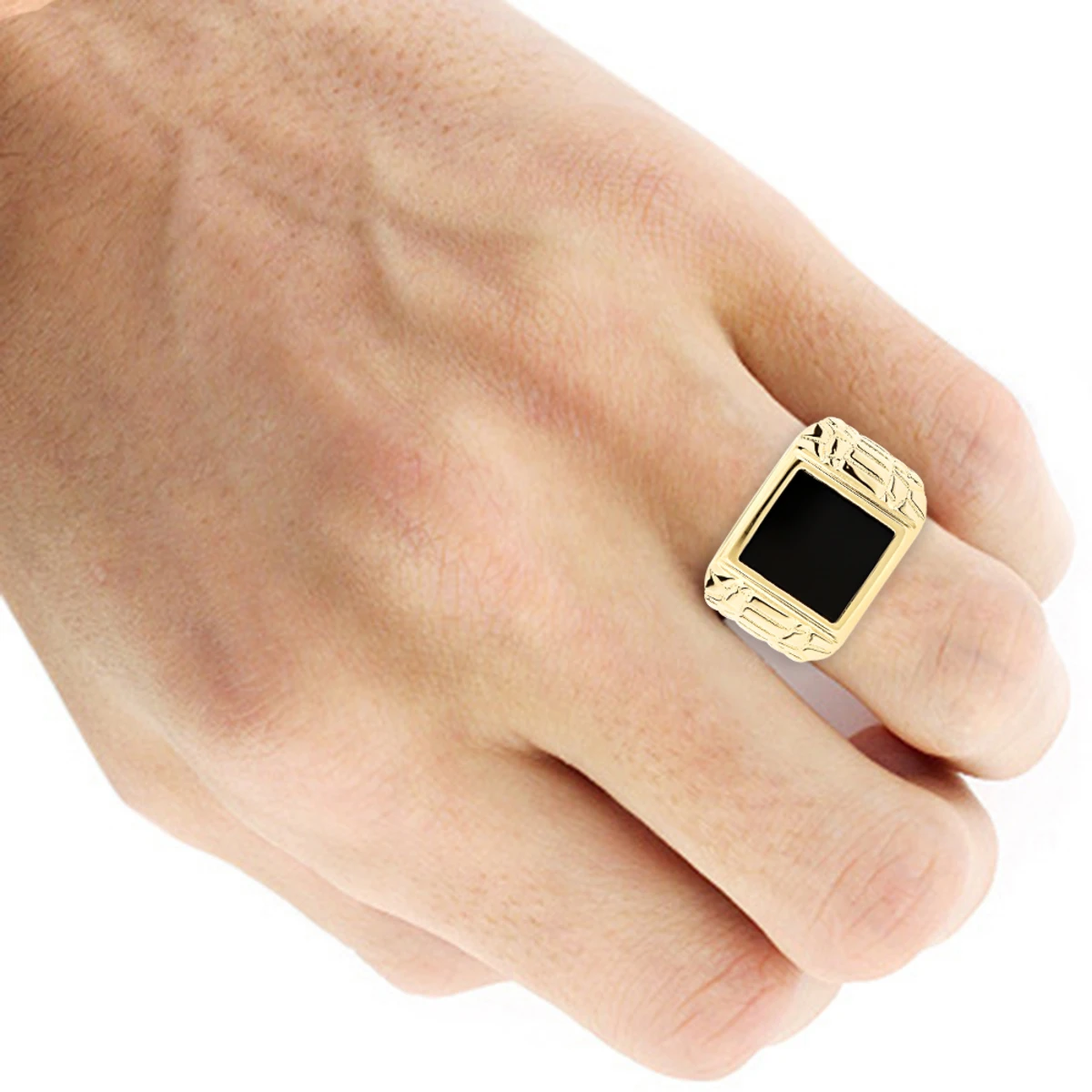Men's Black Onyx Ring 14K Yellow Gold 7 Men's Black Onyx Ring 14K Yellow Gold - Image 5