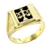 Men's Black Onyx 14K Yellow Gold Libra Scales Ring