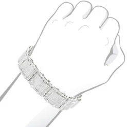 Men's 10K White Gold Pave Diamond Bracelet 5.25ct Bracelet -H'Hen Sale Store mens bracelets 10k gold pave diamond bracelet 525ct bodwh
