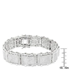 Men's 10K White Gold Pave Diamond Bracelet 5.25ct Bracelet -H'Hen Sale Store mens bracelets 10k gold pave diamond bracelet 525ct rulerwh