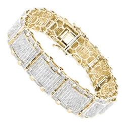 Men's 10K White Gold Pave Diamond Bracelet 5.25ct Bracelet -H'Hen Sale Store mens bracelets 10k gold pave diamond bracelet 525ct ye