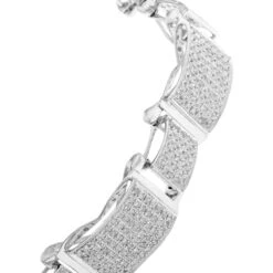 Men's 10K White Gold Pave Diamond Bracelet 4.60ct -H'Hen Sale Store mens bracelets 10k pave diamond bracelet 460ct p 38808back