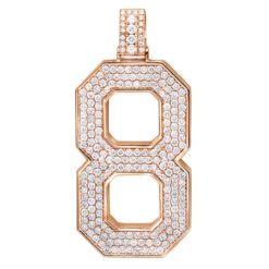 Men's Custom 14K White Gold Large 7 Carat VVS Diamonds Number 8 Pendant -H'Hen Sale Store mens custom pendant jewelry 14k gold large 7 carat vvs diamonds number 8 001288 ro