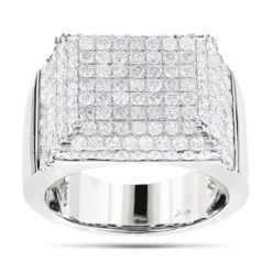 Men's Designer Diamond Ring 4.26ct 14K White Gold