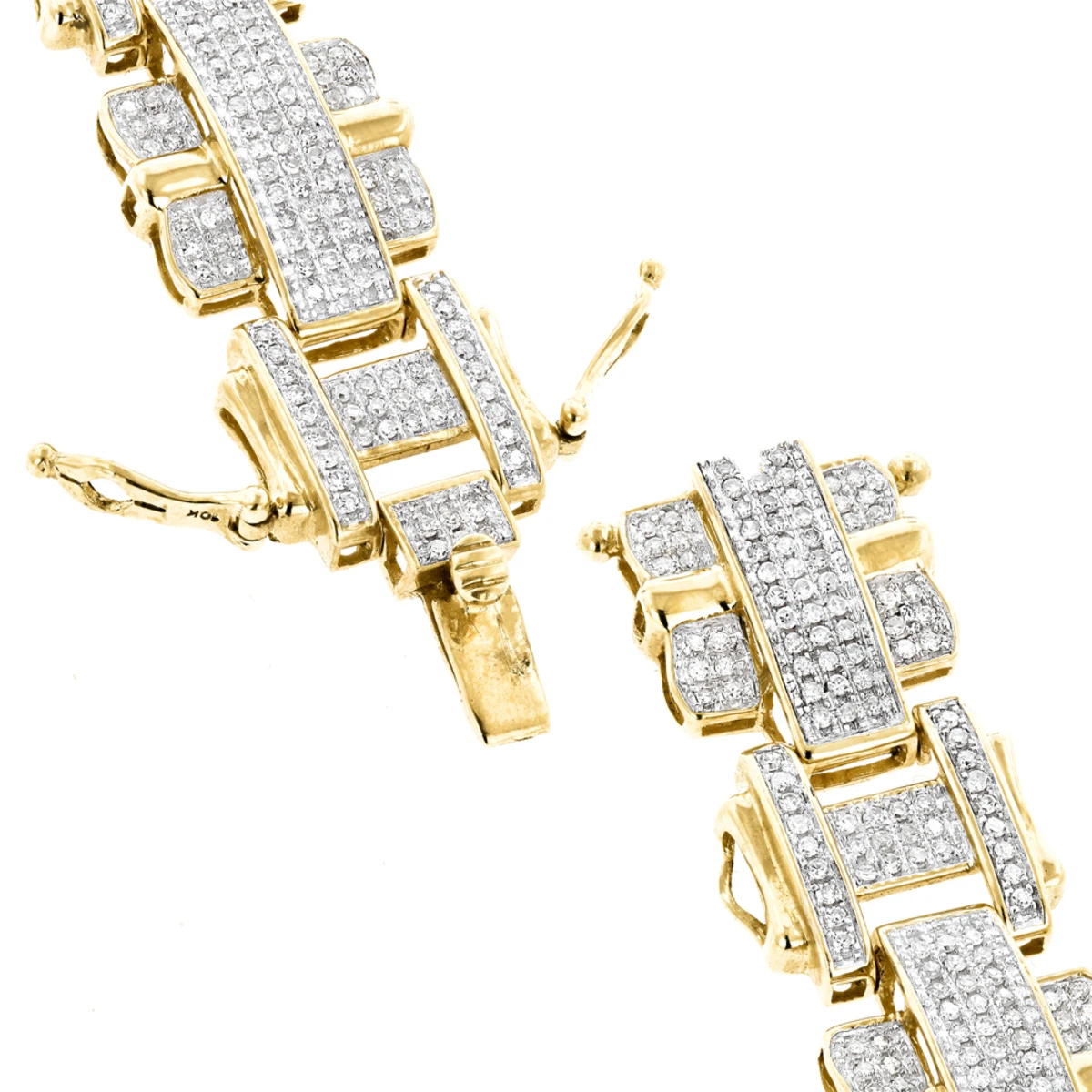 Men's 10K Yellow Gold Diamond Bracelet 3ct 6 Men's 10K Yellow Gold Diamond Bracelet 3ct - Image 4