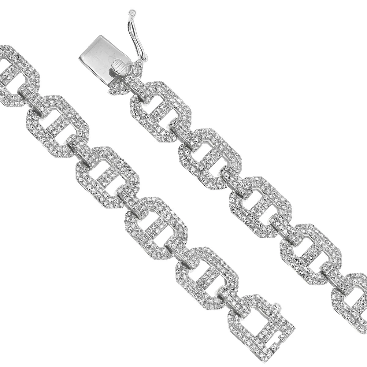 Men's Diamond Bracelet 10K Yellow Gold Mariner Chain Style 3.5 Carats 7 Men's Diamond Bracelet 10K Yellow Gold Mariner Chain Style 3.5 Carats - Image 5