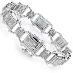 Men's Diamond 10K Yellow Gold 3.29ct Bracelet -H'Hen Sale Store mens diamond bracelets 10k gold 329ct p 43623 back