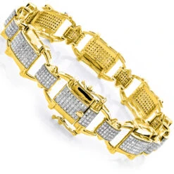 Men's Diamond 10K Yellow Gold 3.29ct Bracelet -H'Hen Sale Store mens diamond bracelets 10k gold 329ct p 43623 backye