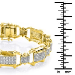 Men's Diamond 10K Yellow Gold 3.29ct Bracelet -H'Hen Sale Store mens diamond bracelets 10k gold 329ct p 43623 boxye