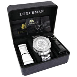 Men's Diamond Chronograph Watch By Luxurman 0.75ct Escalade -H'Hen Sale Store mens diamond chronograph watch by luxurman 075ct escalade box