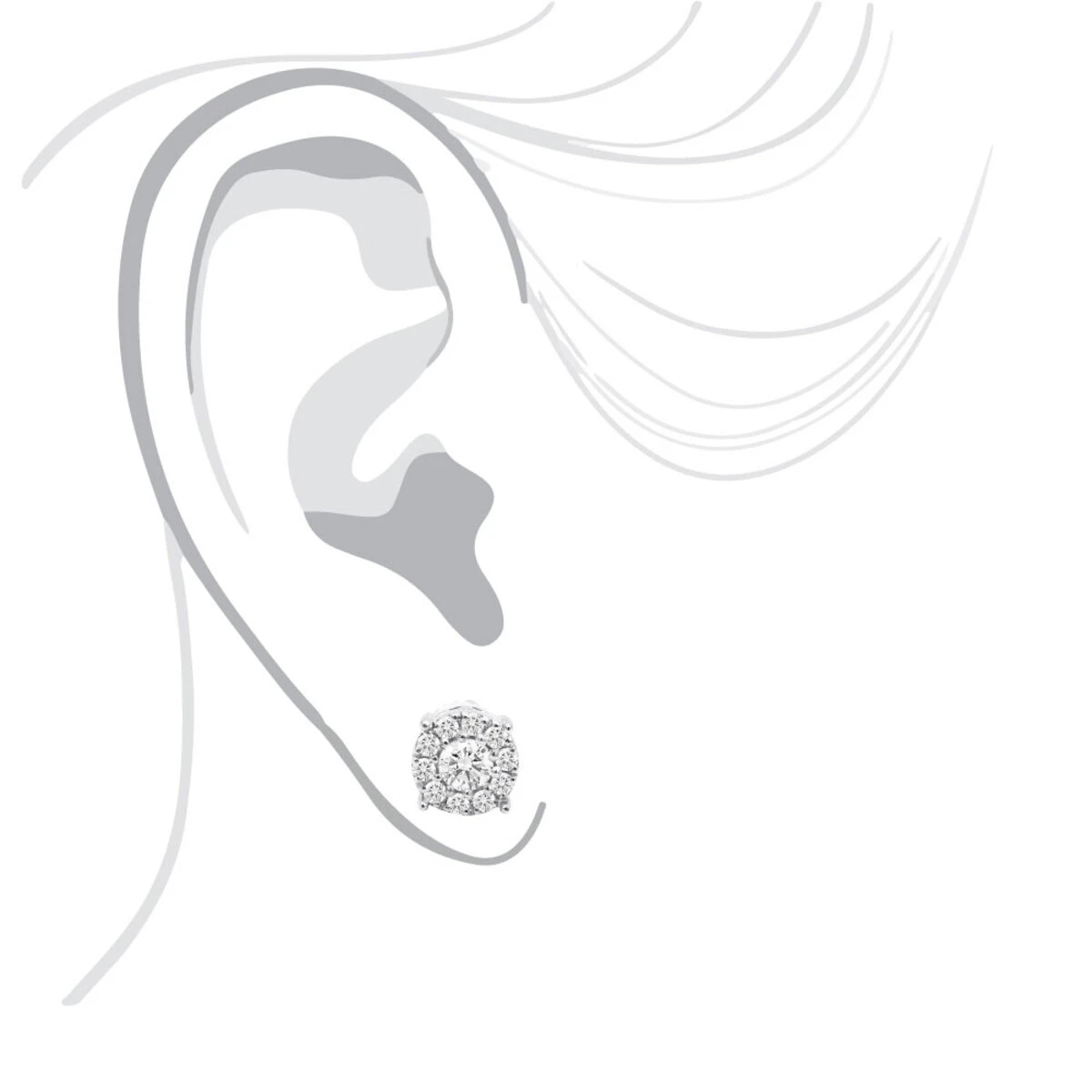 Men's Diamond Cluster Earring 14K Yellow Gold 0.69ct Single Stud 6 Men's Diamond Cluster Earring 14K Yellow Gold 0.69ct Single Stud - Image 4