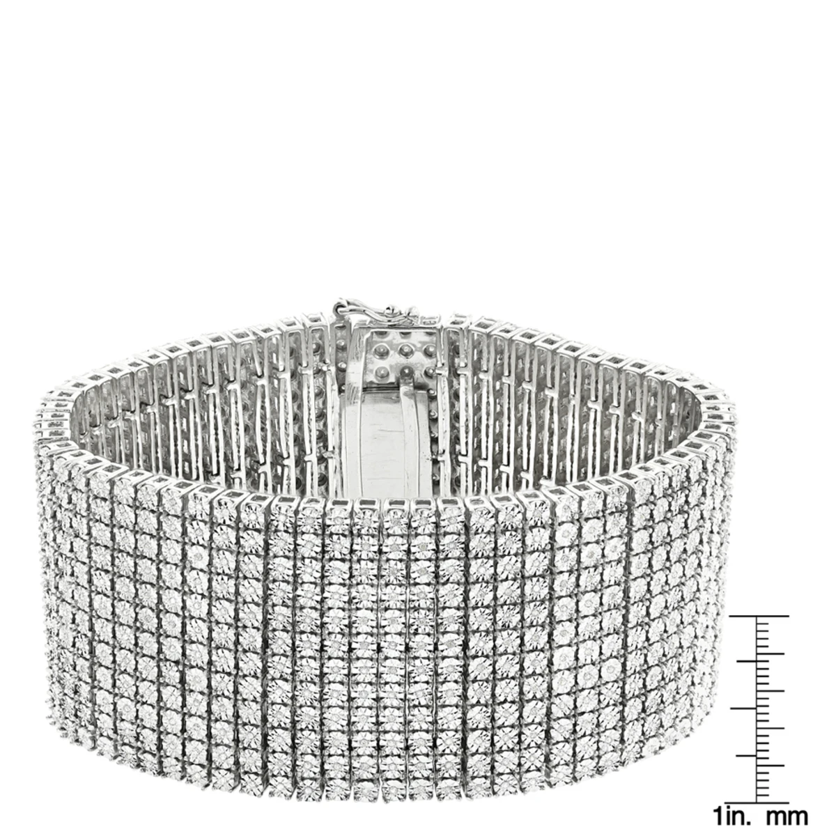Sterling Silver Men's Diamond Cuff 2 Carat 12 Row Tennis Bracelet 6 Sterling Silver Men's Diamond Cuff 2 Carat 12 Row Tennis Bracelet - Image 4