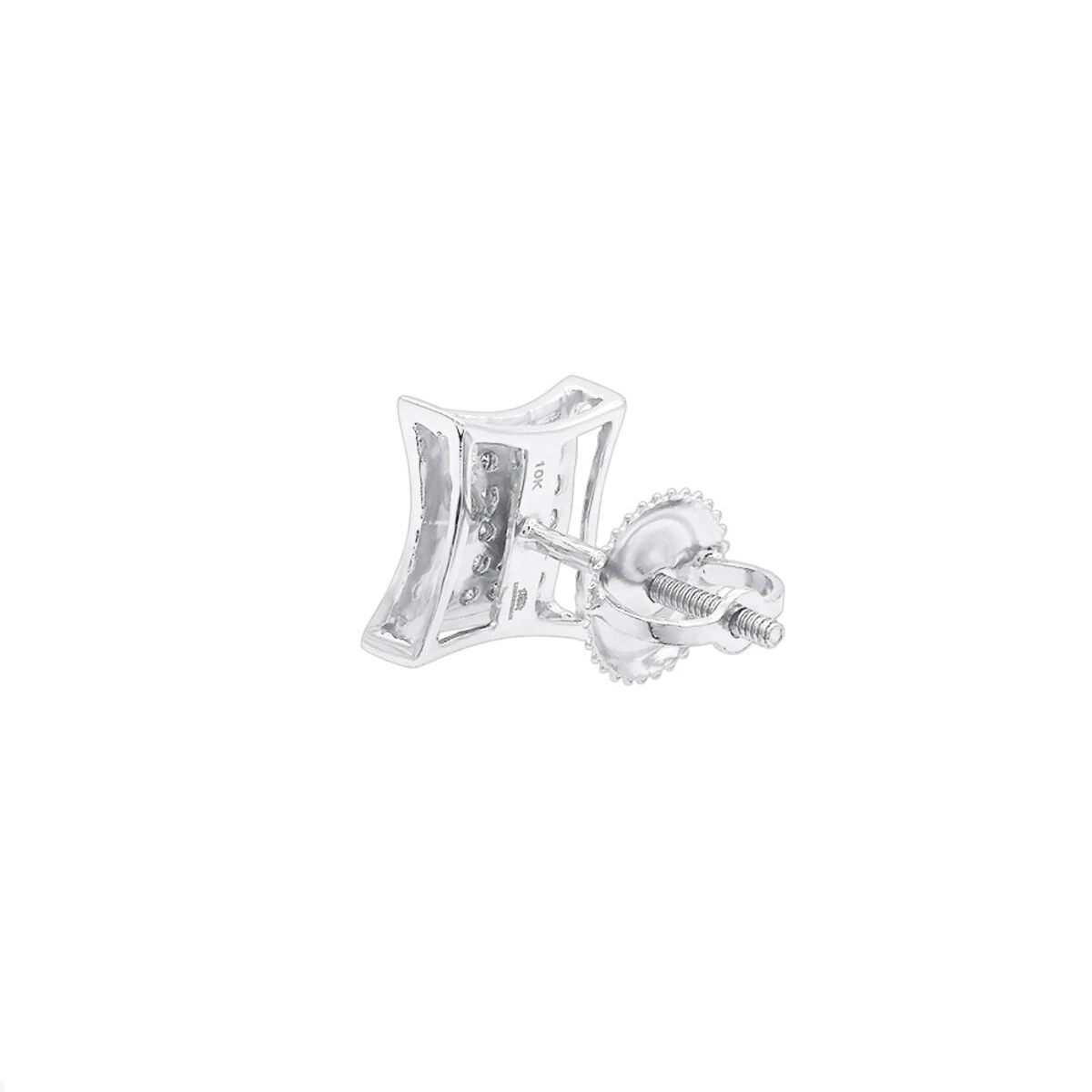 Men's Diamond Earring 0.09ct 10K White Gold Stud 6 Men's Diamond Earring 0.09ct 10K White Gold Stud - Image 4