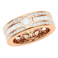 Men's Diamond Eternity Band 18K Yellow Gold Ring Baguette & Round Diamonds 4.5ct -H'Hen Sale Store mens diamond eternity band 18k gold ring baguette round diamonds 45ct 100659 rose