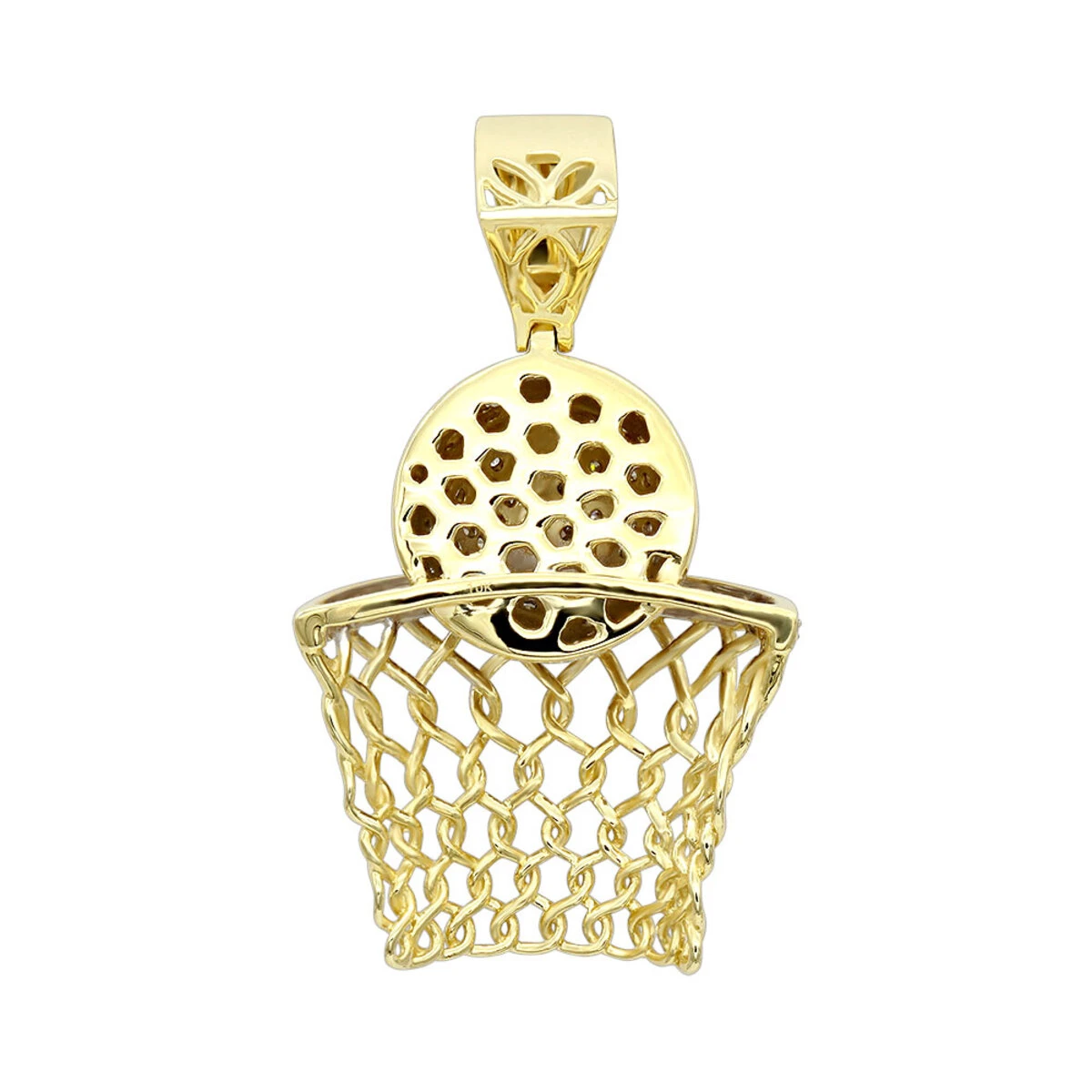 Men's 10K Yellow Gold Real Diamond Basketball Pendant 0.8ct 6 Men's 10K Yellow Gold Real Diamond Basketball Pendant 0.8ct - Image 4