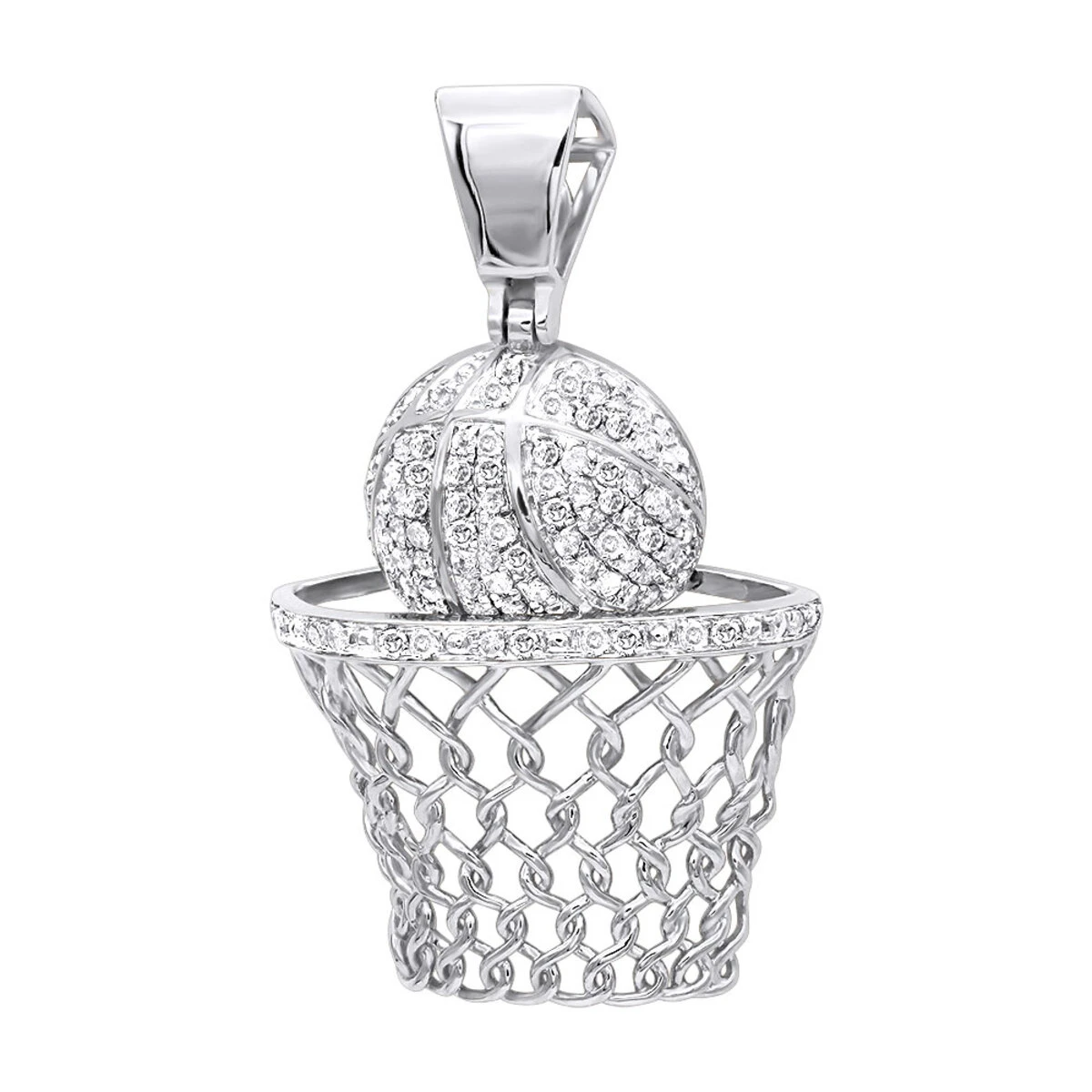 Men's 10K Yellow Gold Real Diamond Basketball Pendant 0.8ct 4 Men's 10K Yellow Gold Real Diamond Basketball Pendant 0.8ct - Image 2