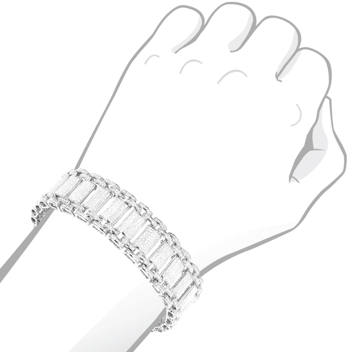 Men's Diamond Bracelet In Sterling Silver 5 Carats 4 Men's Diamond Bracelet In Sterling Silver 5 Carats - Image 2