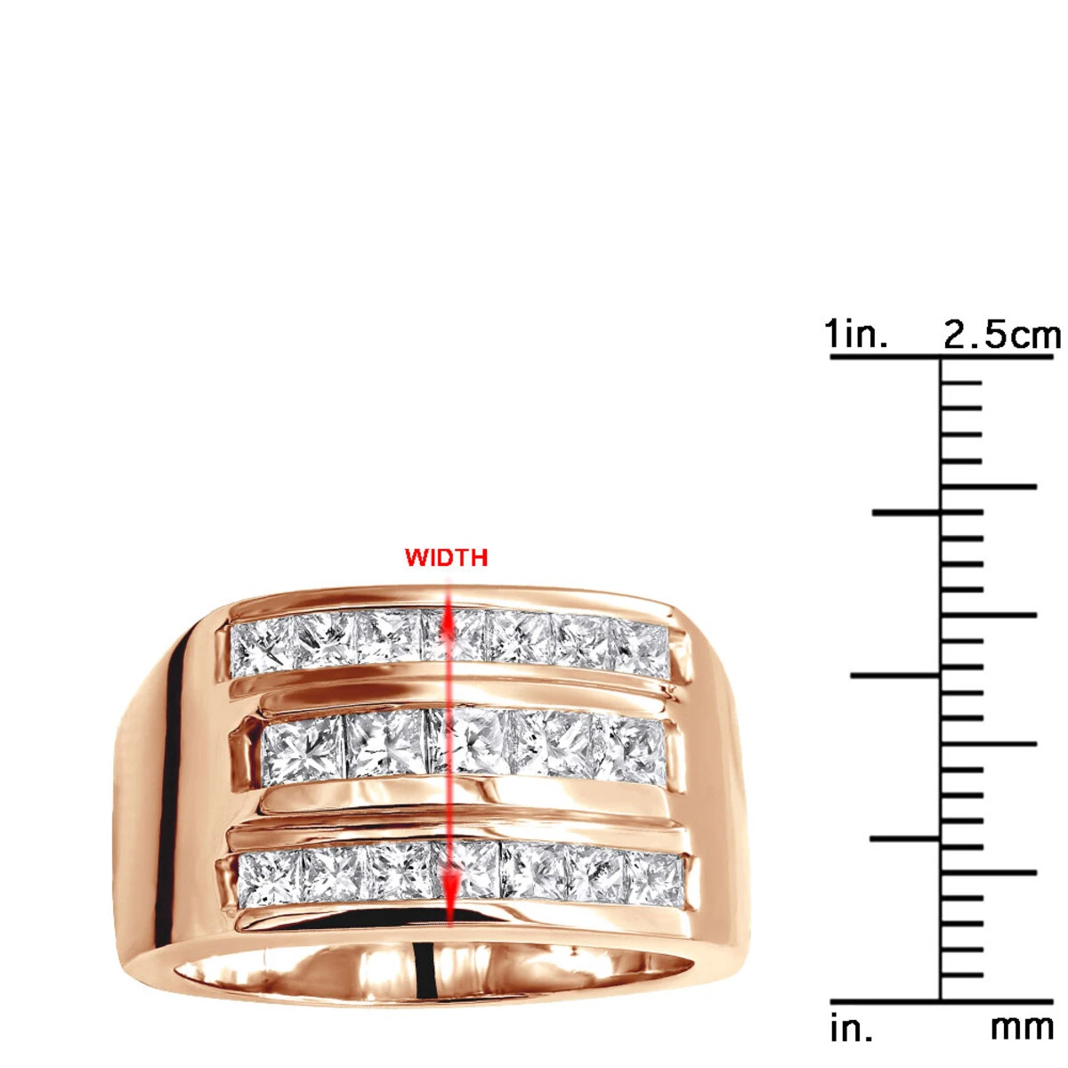Men's Diamond Ring 18K White Gold 2.62ct Princess Cut Diamonds 14 Men's Diamond Ring 18K White Gold 2.62ct Princess Cut Diamonds - Image 12