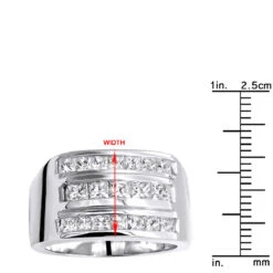 Men's Diamond Ring 18K White Gold 2.62ct Princess Cut Diamonds 23 Men's Diamond Ring 18K White Gold 2.62ct Princess Cut Diamonds -H'Hen Sale Store mens diamond ring 18k gold 262ct princess cut diamonds p 31637 rulerwh