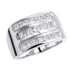 Men's Diamond Ring 18K White Gold 2.62ct Princess Cut Diamonds