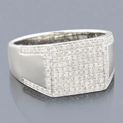 Men's Diamond Ring Sterling Silver 0.72ct