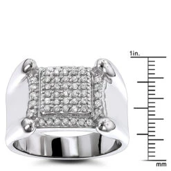 Men's 10K White Gold Round Diamond Ring 0.8ct -H'Hen Sale Store mens diamond rings 10k gold round diamond ring 077ct p 6899 rulerwh
