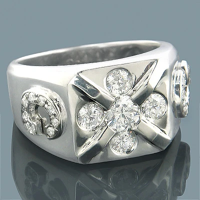 Unique Men's Diamond Initial Ring 18K White Gold 1.71ct G VS Diamonds 3 Unique Men's Diamond Initial Ring 18K White Gold 1.71ct G VS Diamonds