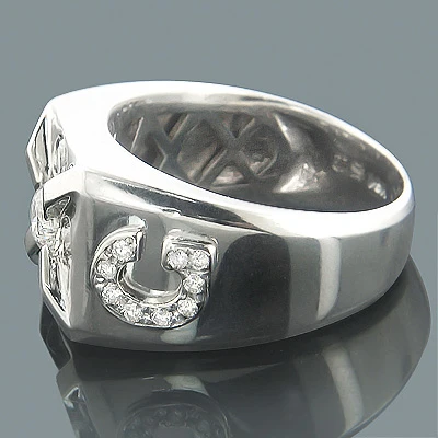Unique Men's Diamond Initial Ring 18K White Gold 1.71ct G VS Diamonds 4 Unique Men's Diamond Initial Ring 18K White Gold 1.71ct G VS Diamonds - Image 2