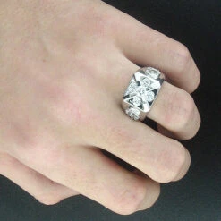 Unique Men's Diamond Initial Ring 18K White Gold 1.71ct G VS Diamonds 7 Unique Men's Diamond Initial Ring 18K White Gold 1.71ct G VS Diamonds -H'Hen Sale Store mens diamond rings 18k gold mens diamond g ring 171ct p 7082bod