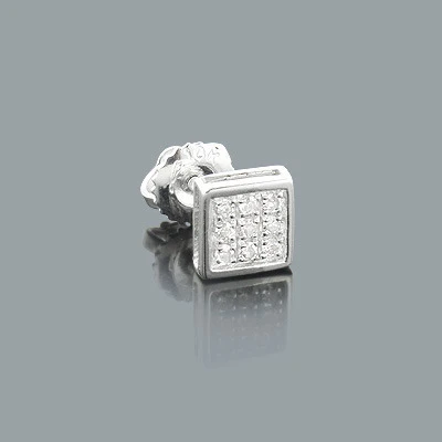 Men's Diamond Stud Earring 0.07ct 14K White Gold 3 Men's Diamond Stud Earring 0.07ct 14K White Gold