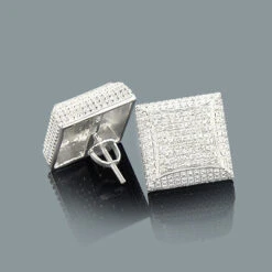 Large Men's Diamond Stud Earrings 0.25ctw Sterling Silver