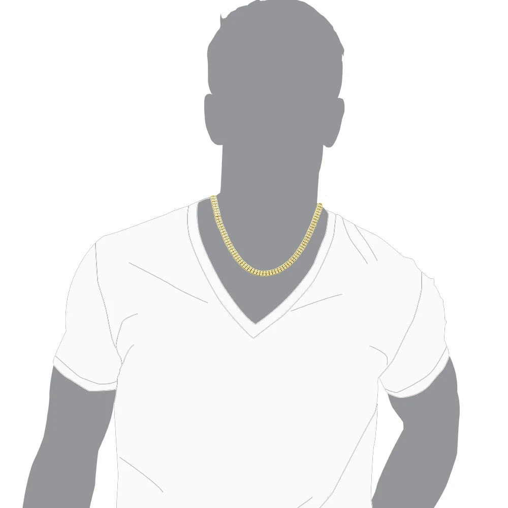 Men's Diamond Tennis Chain 10K Yellow Gold Affordable 2 Row Necklace 1ct 10 Men's Diamond Tennis Chain 10K Yellow Gold Affordable 2 Row Necklace 1ct - Image 8