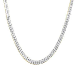 Men's Diamond Tennis Chain 10K Yellow Gold Affordable 2 Row Necklace 1ct 29 Men's Diamond Tennis Chain 10K Yellow Gold Affordable 2 Row Necklace 1ct -H'Hen Sale Store mens diamond tennis chain in real 10k gold affordable 2 row necklace 1ct 407129 box yellow