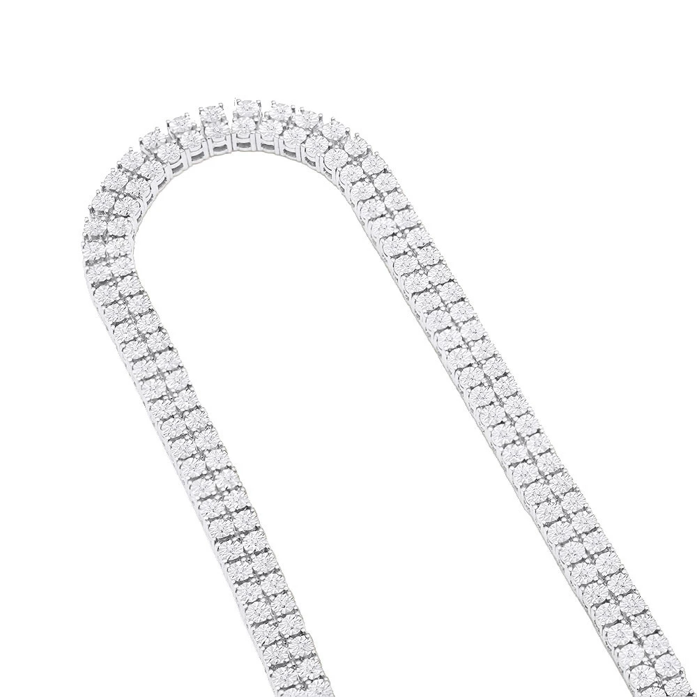 Men's Diamond Tennis Chain 10K Yellow Gold Affordable 2 Row Necklace 1ct 9 Men's Diamond Tennis Chain 10K Yellow Gold Affordable 2 Row Necklace 1ct - Image 7