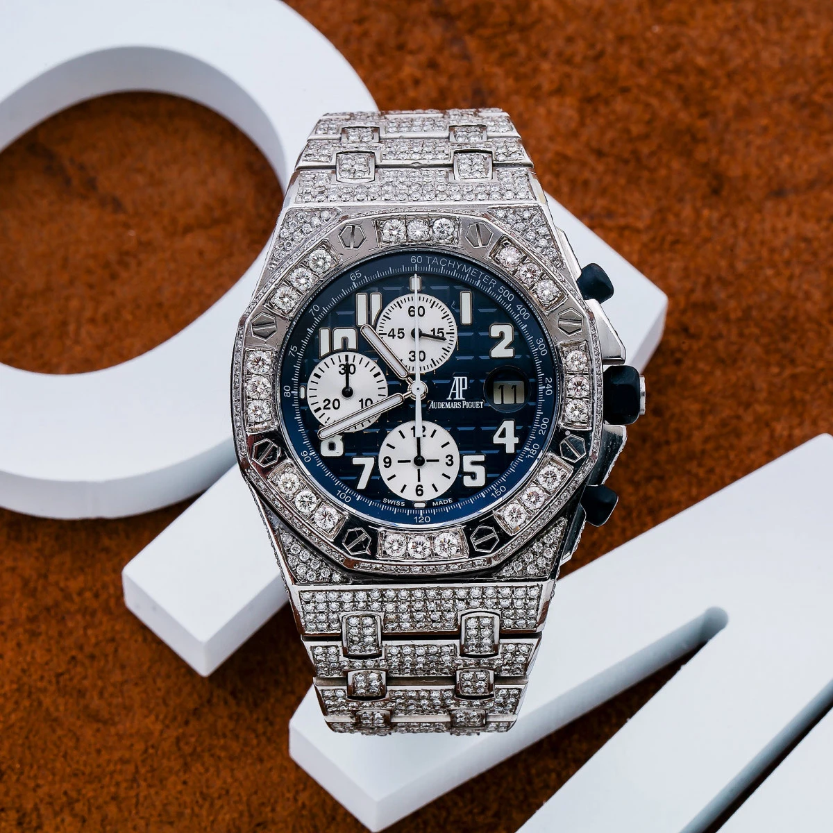Men's Diamond Watch Audemars Piguet Royal Oak Offshore 42mm Blue Dial 4 Men's Diamond Watch Audemars Piguet Royal Oak Offshore 42mm Blue Dial - Image 2