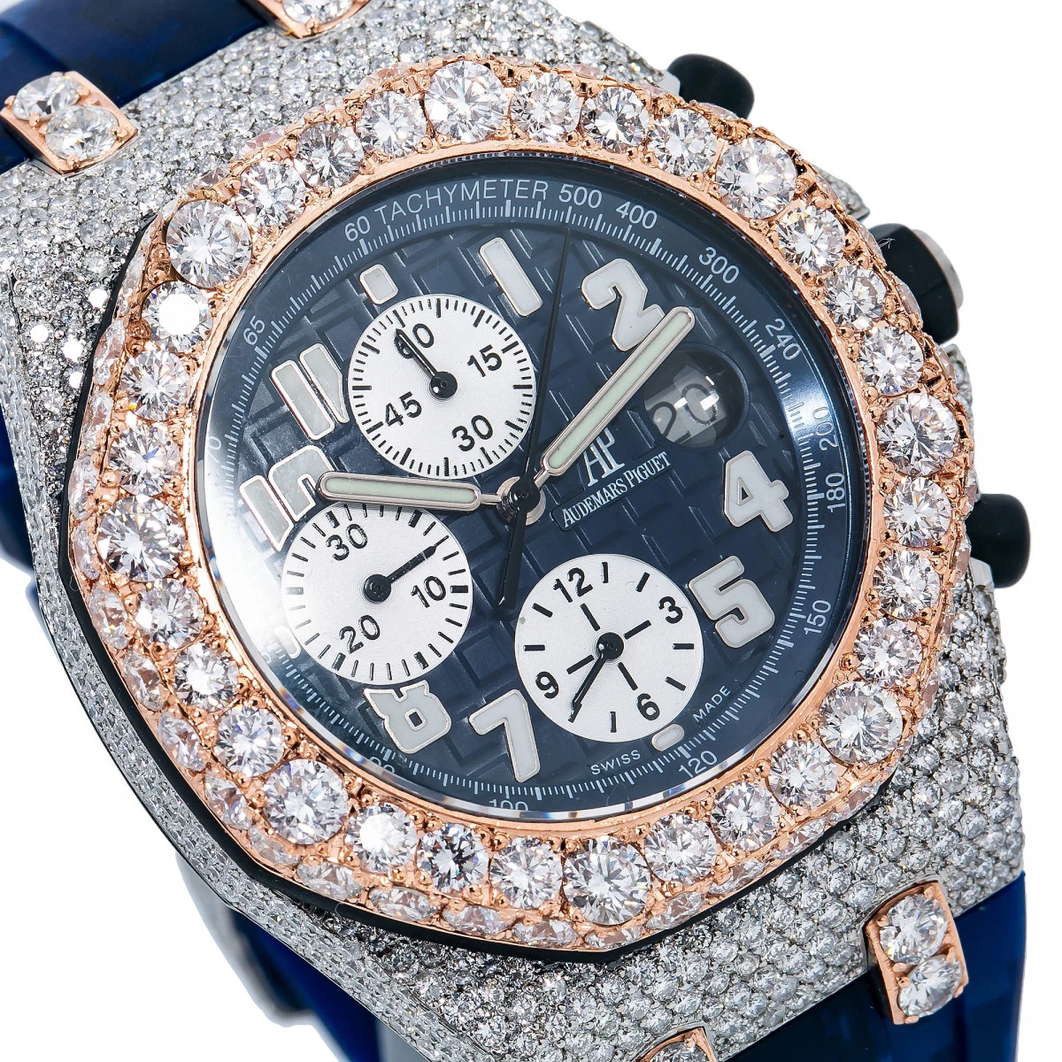 Men's Diamond Watch Audemars Piguet Royal Oak Offshore 18K Gold Blue Dial 4 Men's Diamond Watch Audemars Piguet Royal Oak Offshore 18K Gold Blue Dial - Image 2