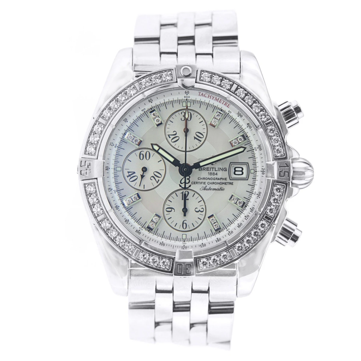 Men's Diamond Watch Breitling Chronomat Evolution 44mm White Dial 3 Men's Diamond Watch Breitling Chronomat Evolution 44mm White Dial