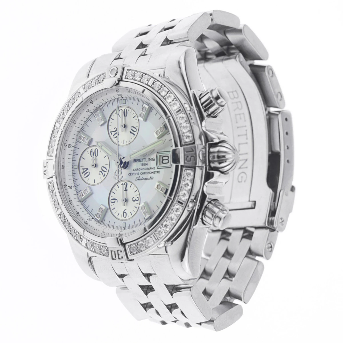 Men's Diamond Watch Breitling Chronomat Evolution 44mm White Dial 4 Men's Diamond Watch Breitling Chronomat Evolution 44mm White Dial - Image 2
