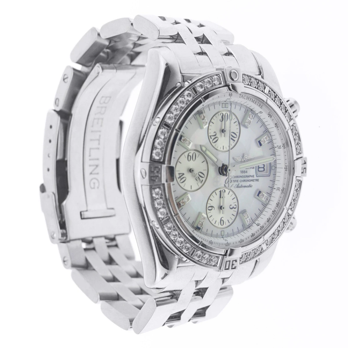 Men's Diamond Watch Breitling Chronomat Evolution 44mm White Dial 5 Men's Diamond Watch Breitling Chronomat Evolution 44mm White Dial - Image 3
