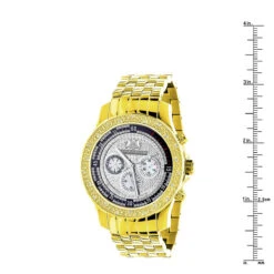 Yellow Gold Plated Real Diamond Watch For Men Luxurman Raptor 0.25ct Metal Band -H'Hen Sale Store mens diamond watch yellow gold plated luxurman raptor 025ct w metal band ruler 1 20201202