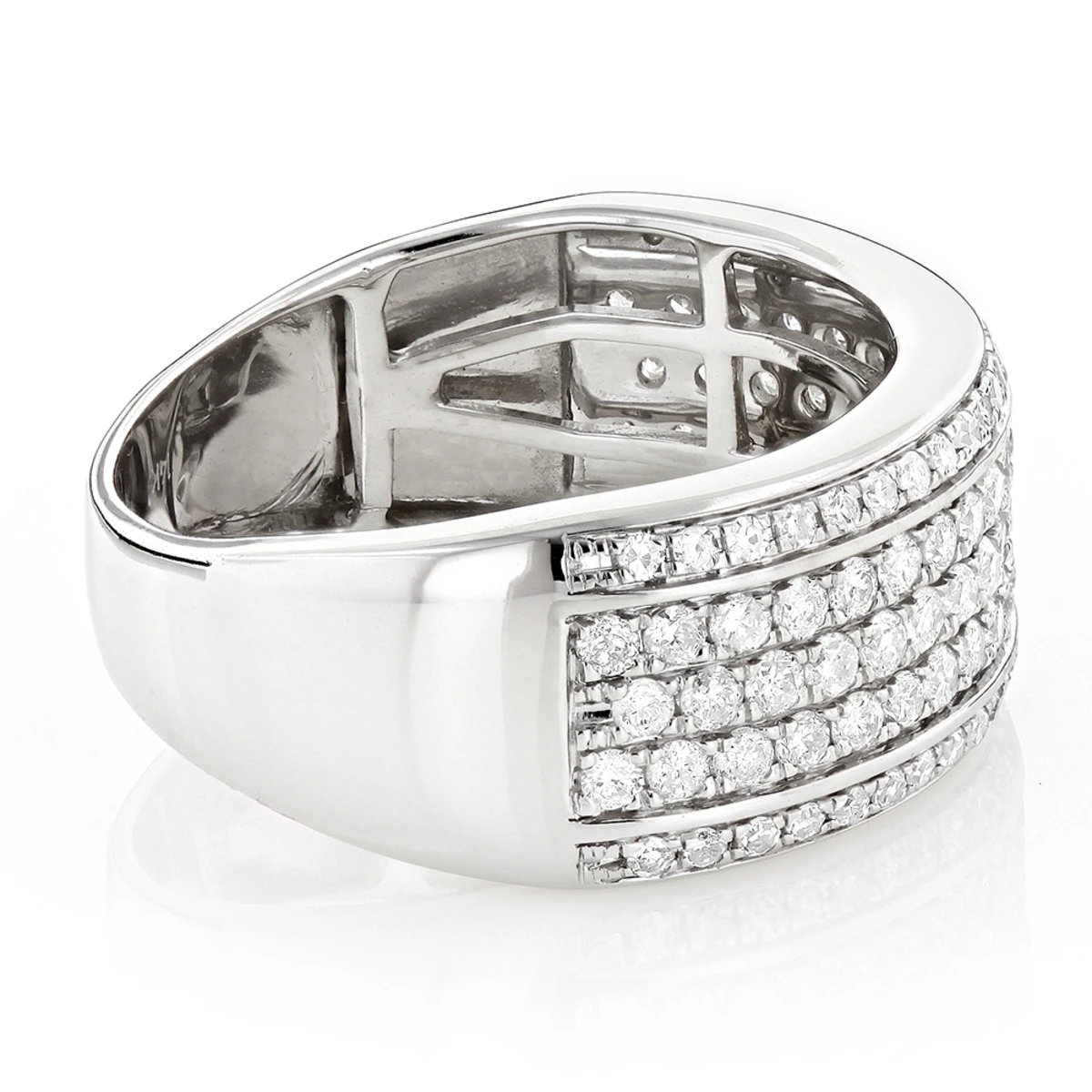 Men's Diamond Wedding Band Designer Ring By Luxurman 1.5ct 14K White Gold 6 Men's Diamond Wedding Band Designer Ring By Luxurman 1.5ct 14K White Gold - Image 4