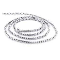 Men's 10K White Gold Ball Moon Cut Chain 4mm