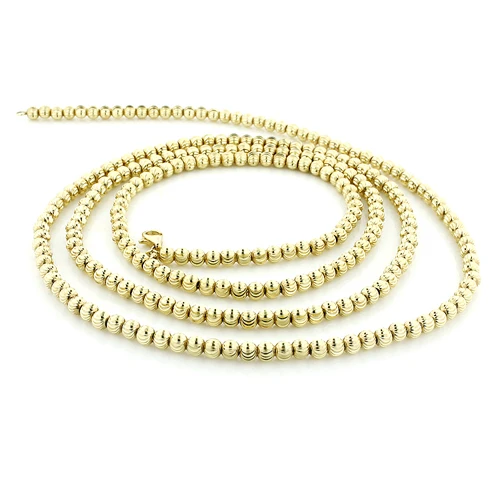 Men's 10K Yellow Gold Ball Moon Cut Chain 4mm 3 Men's 10K Yellow Gold Ball Moon Cut Chain 4mm