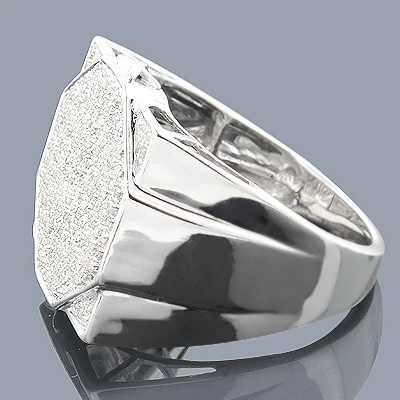 Men's Hip Hop Diamond Ring 0.87ct 10K White Gold 4 Men's Hip Hop Diamond Ring 0.87ct 10K White Gold - Image 2