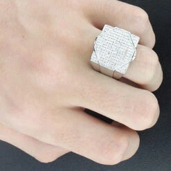 Men's Hip Hop Diamond Ring 0.87ct 10K White Gold 7 Men's Hip Hop Diamond Ring 0.87ct 10K White Gold -H'Hen Sale Store mens hip hop diamond ring 087ct 10k gold p 39893bod