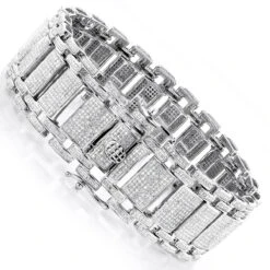 Men's Iced Out Pave Diamond Bubble Bracelet 7ct 10K Yellow Gold -H'Hen Sale Store mens iced out pave diamond bubble bracelet 975ct p 6170 back